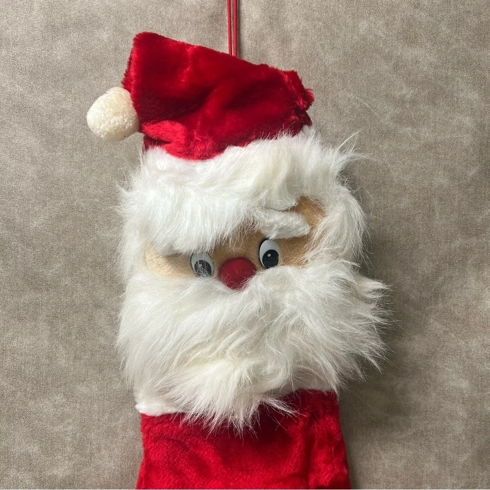 Vintage 80’s Santa Plush Christmas Stocking Velvet 22.5